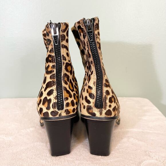 Dolce Vita Issa Women's Leopard Print Calf Hair Fur Pointed Toe Booties Size 8.5 - Picture 7 of 10